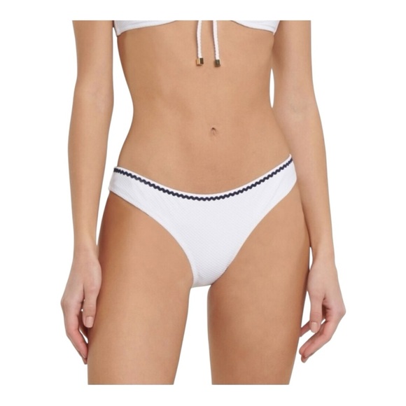 Heidi Klein Fiji mid-rise bikini bottoms in white/navy NWT - Picture 1 of 7